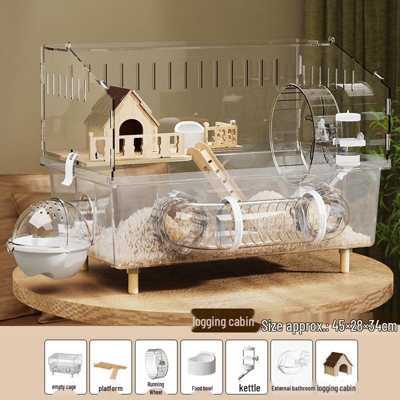 Golden Bear Acrylic Hamster Villa - Spacious Luxury Transparent Cage