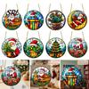 Pingentes de Papai Noel em Acrílico Estilo Vitral Pingente Pendurado de Natal, Enfeites para Plantas com Cordão Parede Festiva para Decoração de Árvore de Natal,