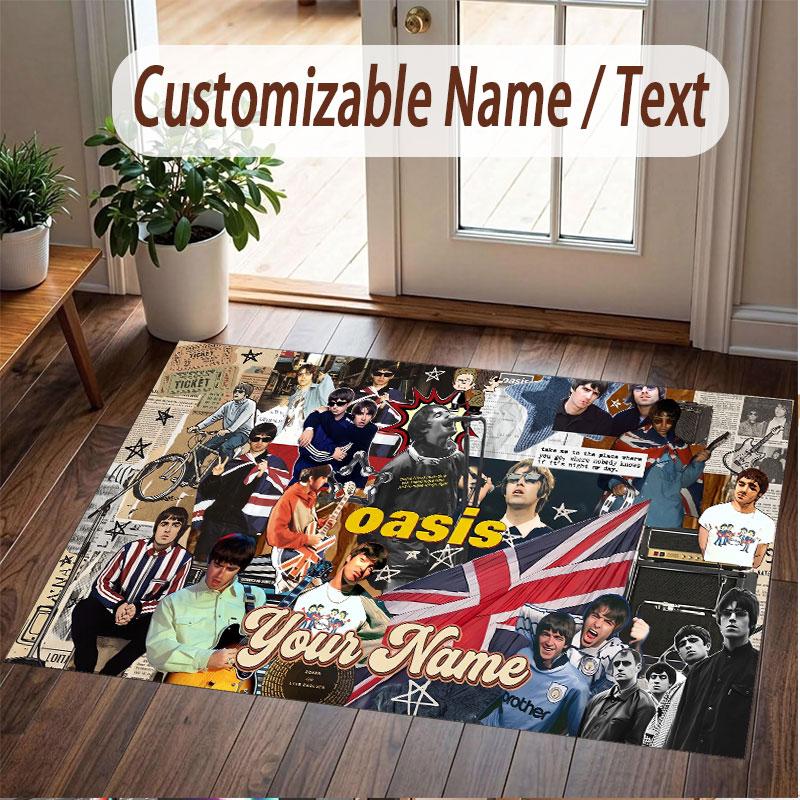 Custom Name Crystal Velvet Rug,Oasis Comfortable Anti Slip Floor Mat For Room Decoration