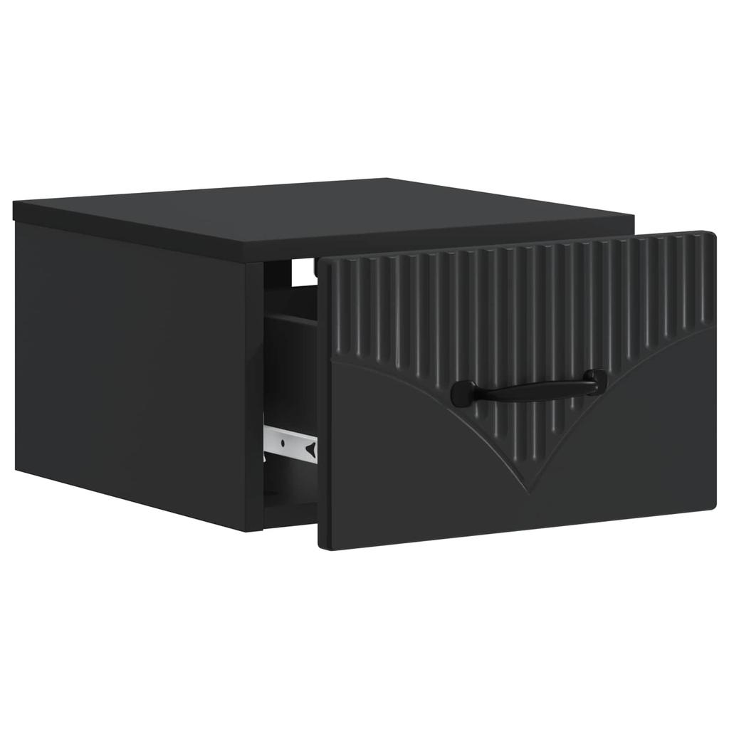 Wall Mounted Nightstand Black 34.5 X 33 X 20 Cm