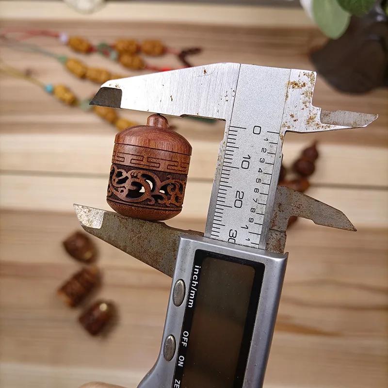 Wood Hollow Carved Aromatherapy Bottle Mini Vase Pagoda Car Hanging Decoration Fragrance Diffuser Bottle Sealed Jar Pendant