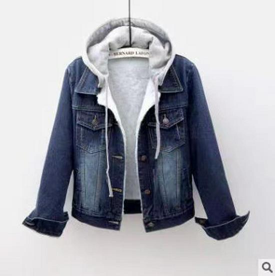 Women's Short Denim Jacket - Autumn/Winter Korean Style, Long Sleeve, Slim Fit, Hooded.
