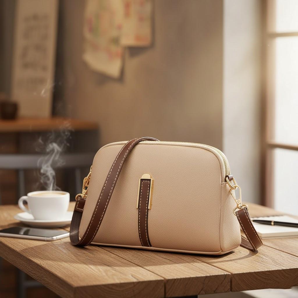 

Vintage Lychee Pattern PU Crossbody Bag Adjustable Shoulder Strap Double Zip Compartment Korean Simple Shell Bag хакі