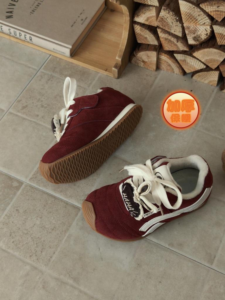 XSHX retro moral training | Rabbit girl autumn and winter cute Velcro function thin-soled sneakers warm and non-slip