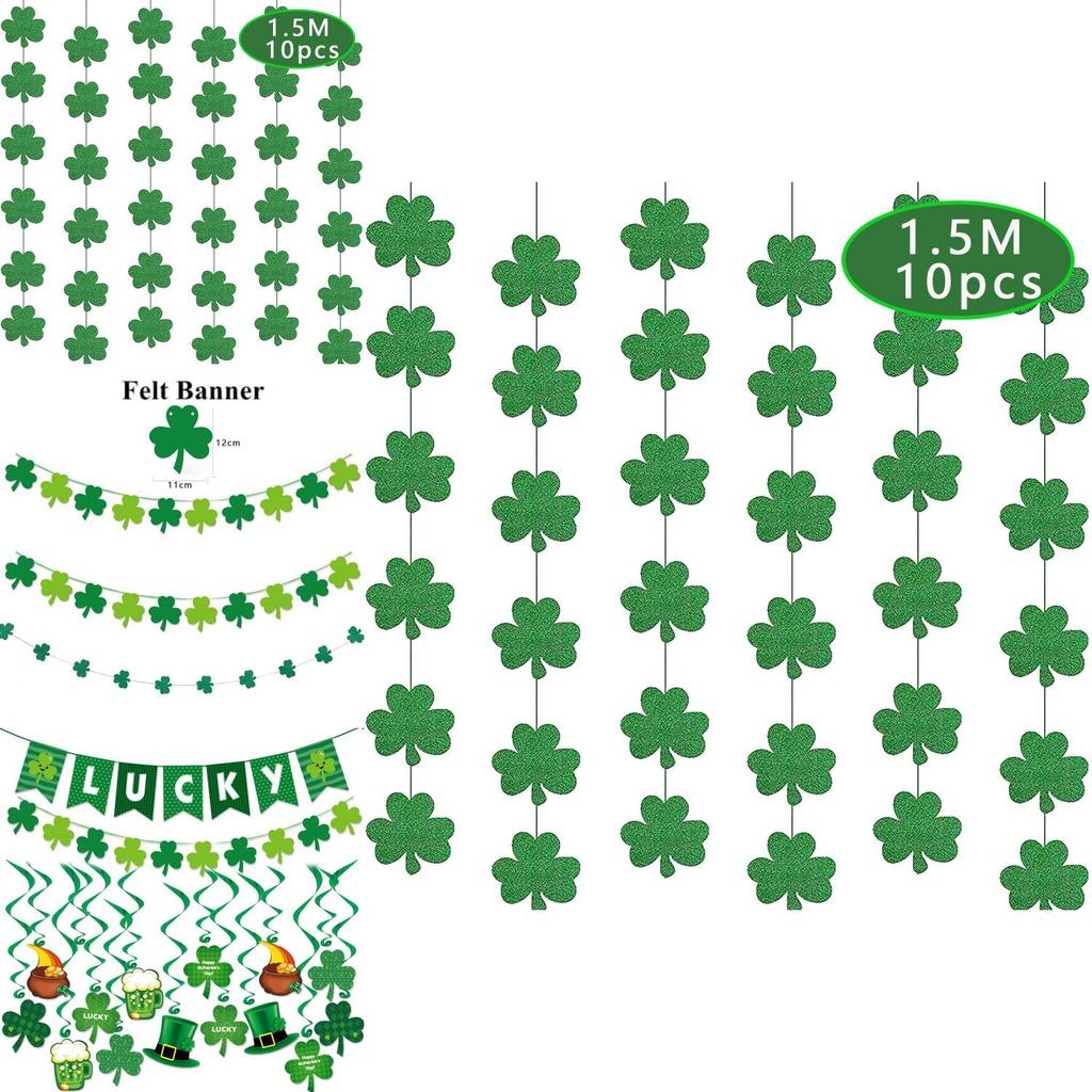 St.patrick's Day Lucky Letter Flag Clover Party Atmosphere Decoration