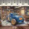 1 piece of 2D flat banner retro garage background banner - designed in hot car and rural workshop style