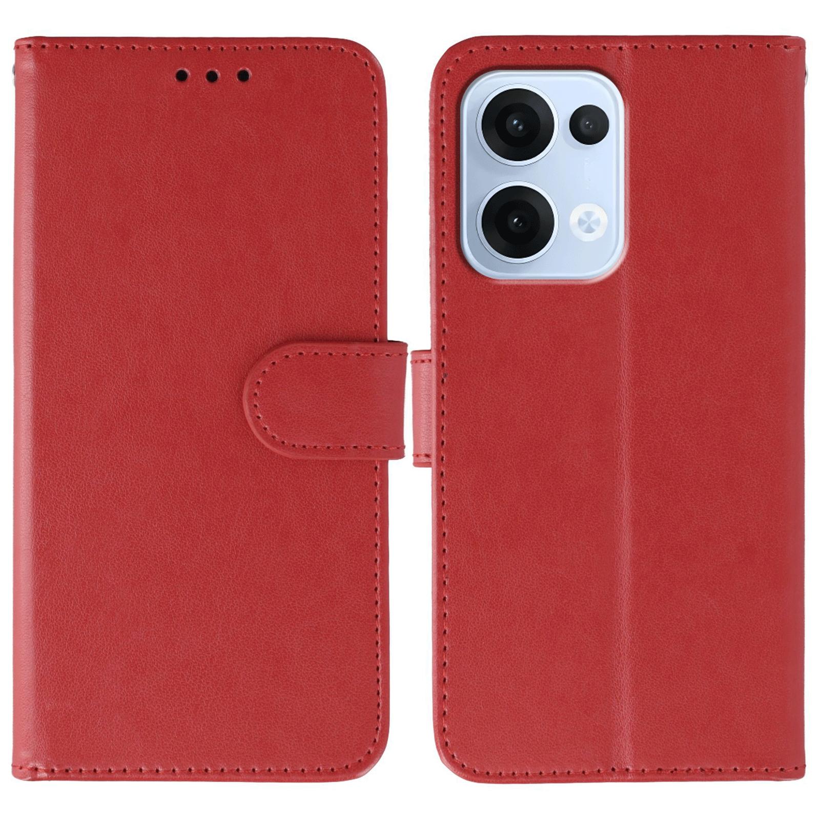 

Для Oppo Reno13 5G (Глобальний) Чохол PU Шкіра Відкидний Гаманець Чохол для Телефону з Ремінцем Red