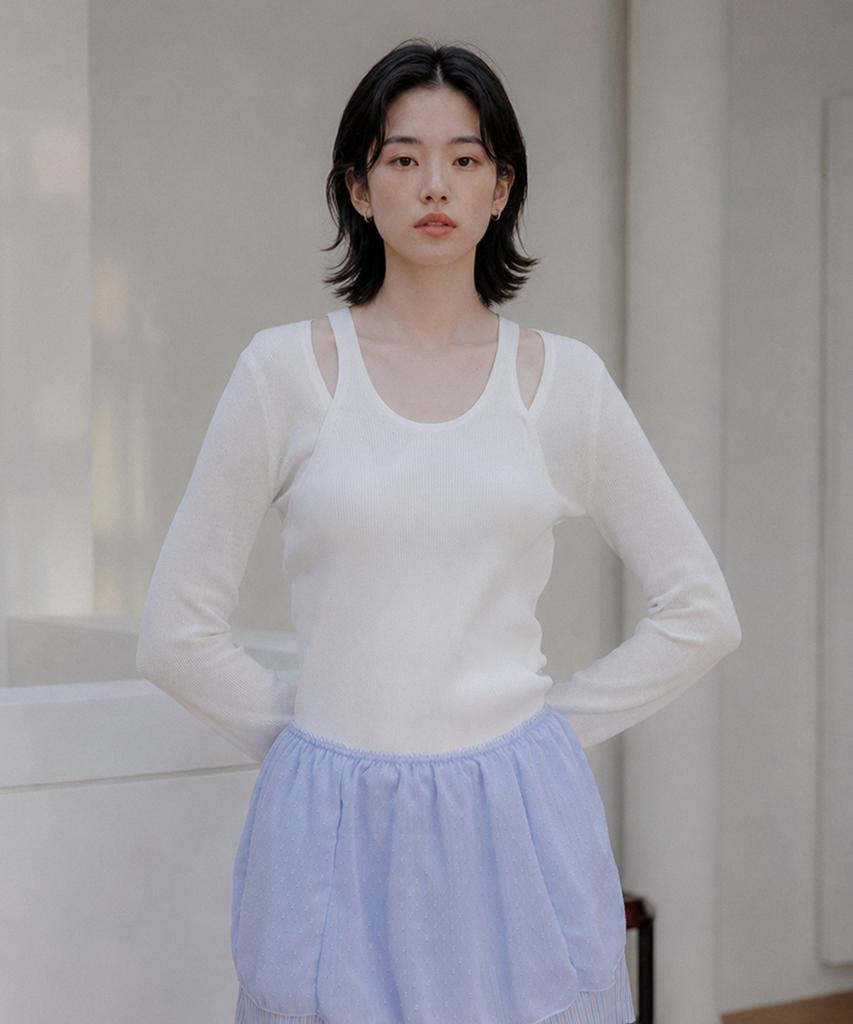 PELOTE Mesh Layered Knit Top (2 Colors)