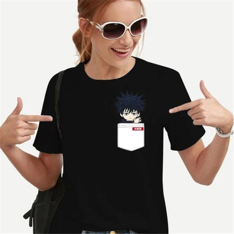 Maglietta Divertente per Donne Adolescenti T-shirt Abbigliamento Vintage Streetwear Uomo Tasca Intelligenza Fumetto Quotidiano Stile Harajuku Moda