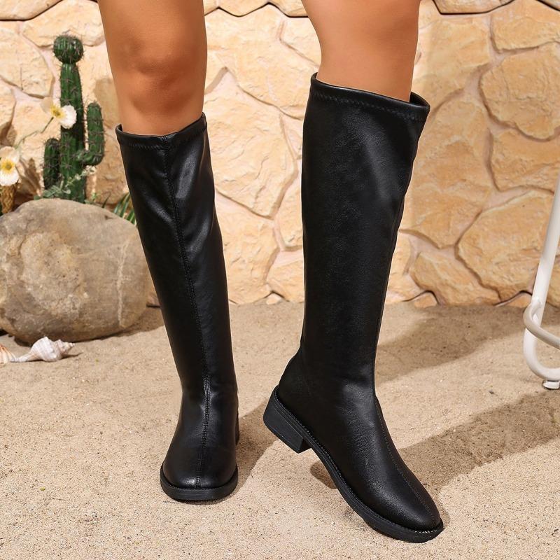 Mode Damen Absatzstiefel Modische Elegante Damenschuhe Designer Klassische Lederpumps 2025 Neue Winter Schnee Kniestiefel De Mujer