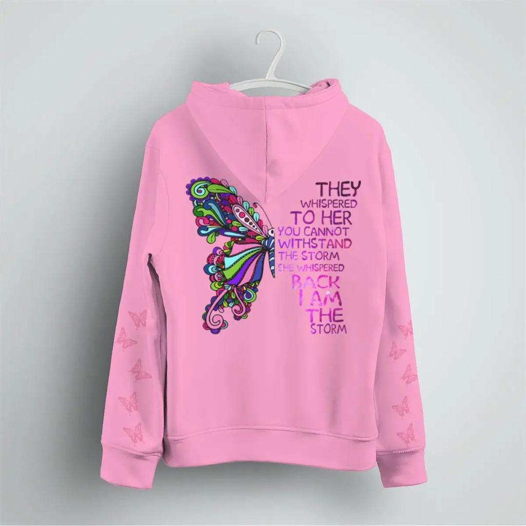 Color Butterfly Women's Men's New Spring Autumn Fashion Hoodies Vintage Butterfly Long Sleeve Outdoor Street Tops Hoody