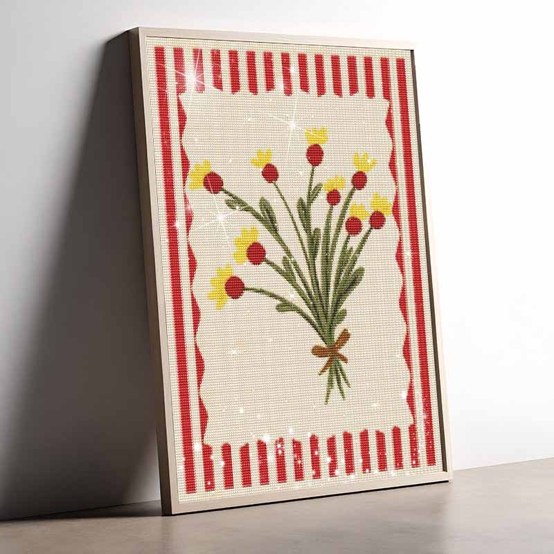 5D Diamond Painting Kit for Adults Relaxing DIY Craft Flowers Bouquet Pattern Art Rhinestones Embroidery Full Drill 30x40cm Home Wall Decor Gift