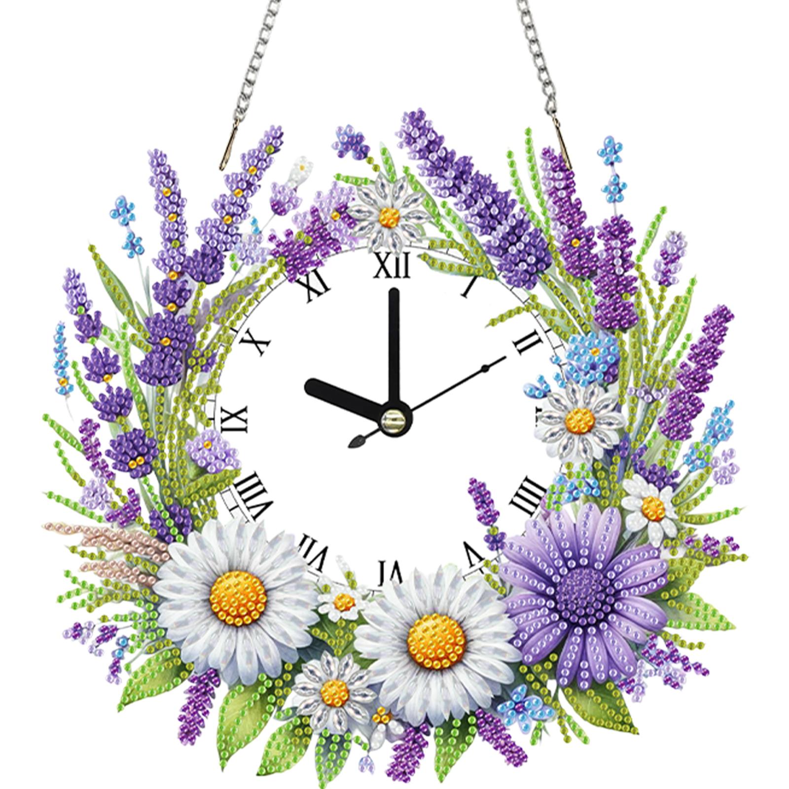 

2D/Flat DIY Diamond Painting Set Clock Hanging Diamond Art Kits Rhinestone Diamond Art Clock Wall Pendants Wall Door Decoration