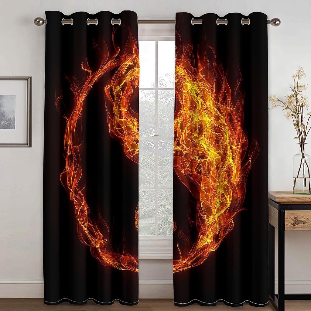 3D Golden Yellow Tai Chi Bagua Texture Sunshade Curtains 2 Panel Taoist Culture Lovers Living Room Bedroom Window Decor Curtains