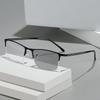 Fashionable Business Semi-Rimmed Photochromic Myopia Glasses Openwork Temple Unisex Eyeglasses 0 To -4.0