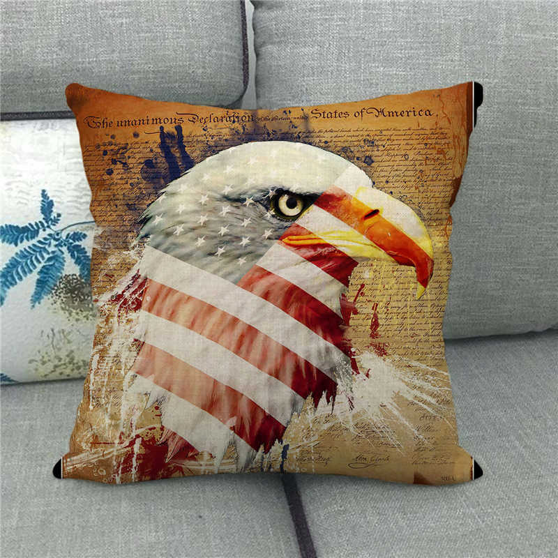 Flag Symbolizing The Bald Eagle In The United States Digital Printing Short Plush Pillow Covers For Sofa Office Cushion Cover