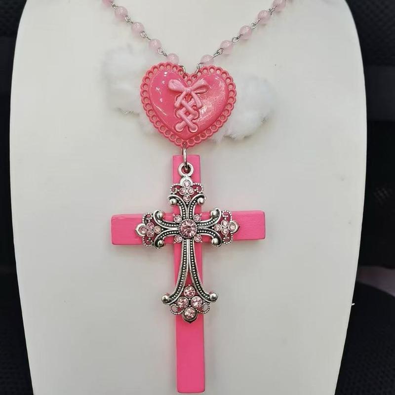 Ожерелье-крест с ангелом Y2K, Spice Girls, Сладкий, Крутой, Субкультура, Нишевый, Атмосфера, Готический, Цепочка для свитера, Тренд