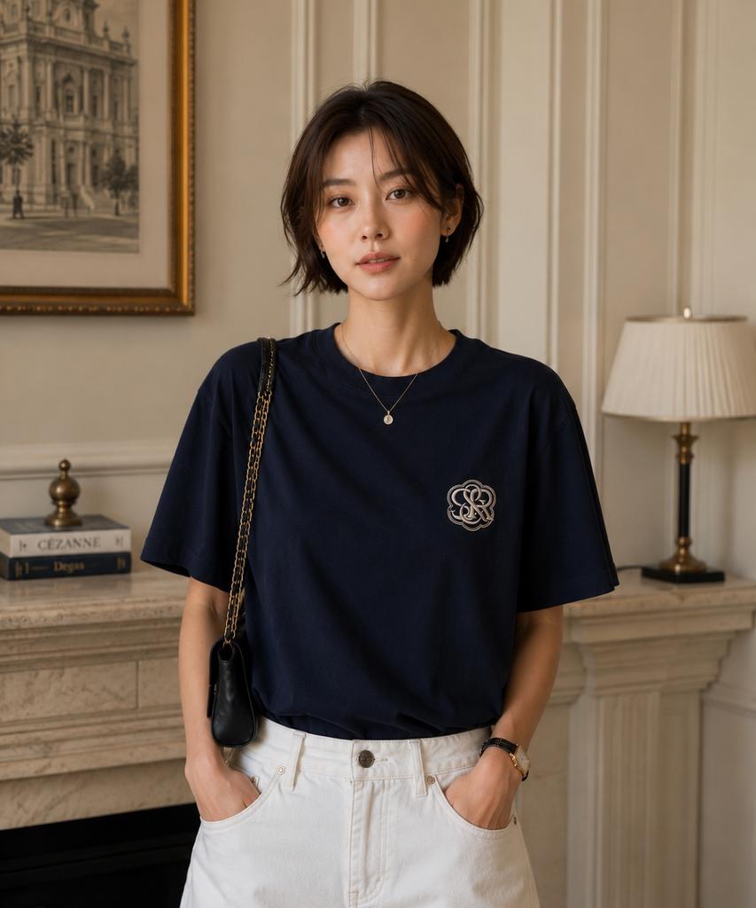 Seuteijial Signature Serve Short Sleeve T-Shirt [Navy]