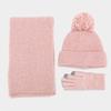 New Two-color Women's Coarse Pattern Big Hairball Hat Set, Thickened Warm In Autumn and Winter, Simple and Cold-proof Three-piece Set