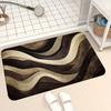 Dark Brown Abstract Wave Bath Mat Soft Flannel Non-Slip Rug for Kitchen Shower Tub, Modern Home Decor Living Room Bedroom Office