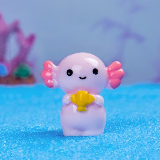 24Pcs Mini Pink Salamander Figurine Cartoon Salamander Resin Statue Miniature Animal Ornament DIY Dollhouse Car Dashboard Desktop Decoration