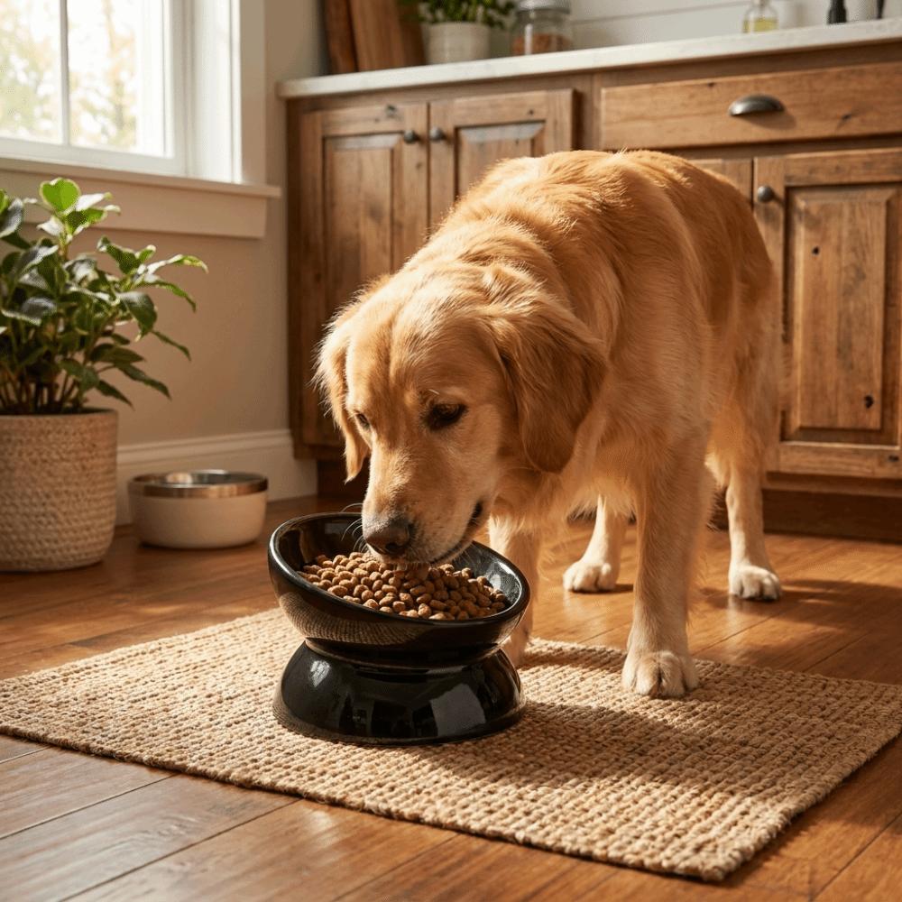 Anti Overturning Ceramic Elevated Cat Bowl Flat Bottomed Cat Feeding Bowl Cervical Protection