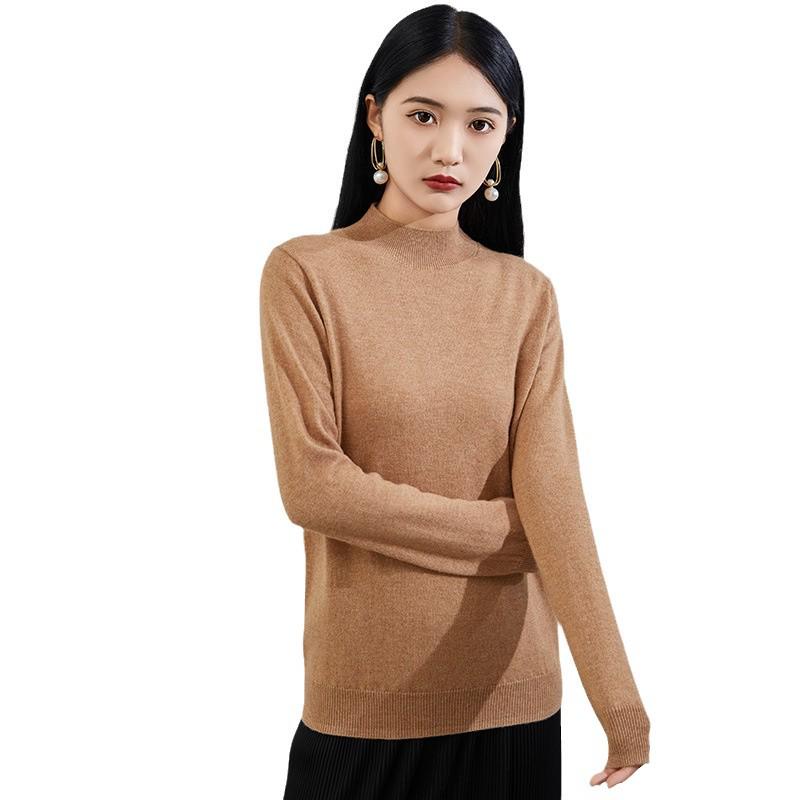 2024 Women's Half-High Collar Loose Cashmere Sweater, Slimming Knit Pullover
