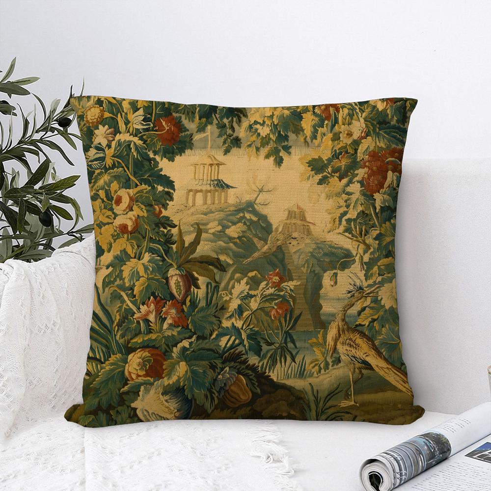 Aubusson Tapestry French Pillow Case Sofa Decorative Home Double-Sided Print Plush Square Throw Pillow Covers Cushion Decor