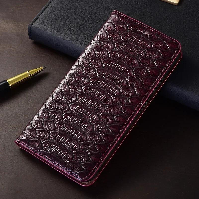 Etui z klapką Dla OPPO Reno15 Reno 15F 15 Pro Max 5G Wzór wężowy Magnetyczne Pokrowiec Skóra bydlęca Prawdziwa skóra Kieszonka na karty Portfel Pokrowce
