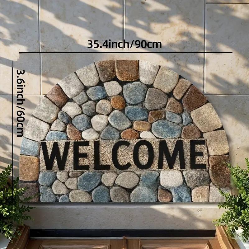 

60*90см Ретро Галька Полукруглый Коврик для пола, Ковер для прихожей, Грязеотталкивающий и Легкий в уходе Кристальный бархатный коврик для пола 40*60cm