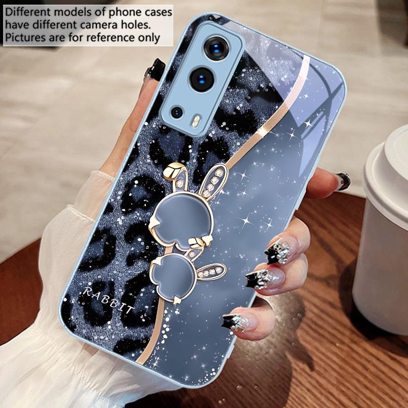 Leopard Cartoon Rabbit For Vivo Y76 16 55 V29 Lite 5G 25 23 30 iQOO Z9X 12 Pro Neo X200 100 90 60 Tempered Glass Phone Case