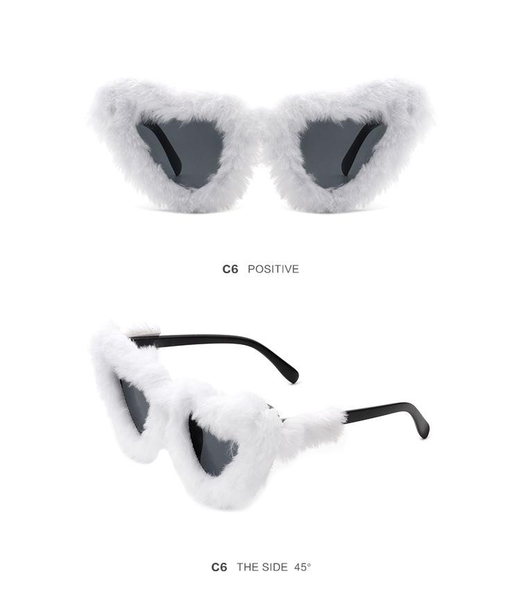 European-American Fashion Irregular Heart-Shaped Sunglasses - Plush, Fluffy, Quirky Love Heart Design (2022)