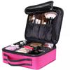 Custom Logo Cosmetic Travel Black Cosmetics Organizer Bag Case Adjustable Dividers Train Case Make Up Bags