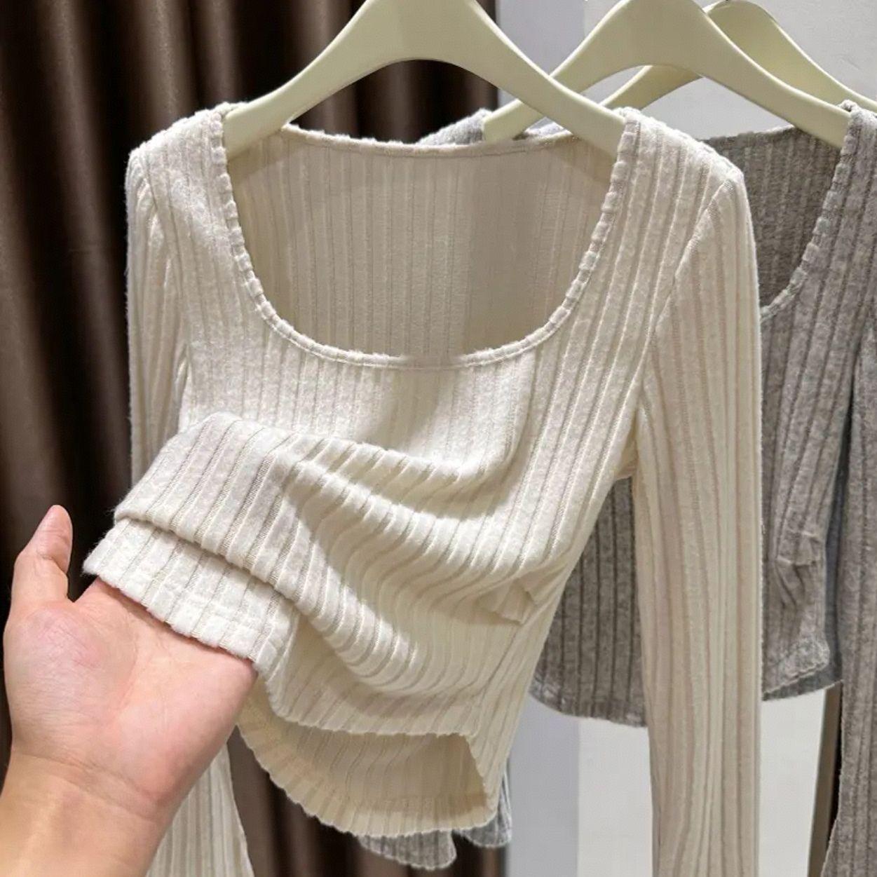 

TIFICY Women s Fashion Casual Spring Autumn Solid Color Print Long Sleeve Square Collar Blouses & Shirts M