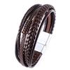 Multi-layer Woven Bracelet for Men Alloy Magnetic Leather Bracelet Simple Retro Jewelry Bracelet