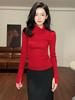 Korean Style Slim Fit Knitwear: Black Long Sleeve Lapel Top for Autumn/Winter