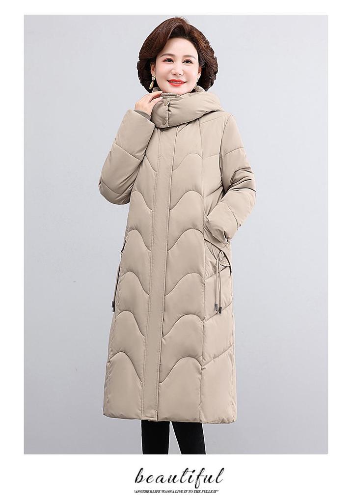 Women's Winter Long Down Cotton Jacket: Over-the-Knee, Mid-Aged & Elderly, Plus Size Thickened Padded Coat