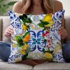 1Pc Mediterranean Citrus Tile Pillow Cover, 2D Double-Sided Polyester Cushion Case, Italian Sicilian Decor Pillowcase, Gift For