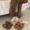 2025 winter new half-mop fluffy shoes for women's outer wear, inner heightening bag head, velvet warm buckle slippers for women