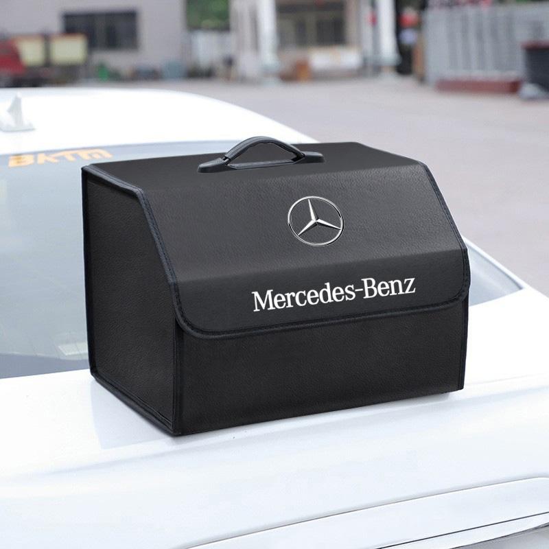 CRJ1 Large Capacity Leather Car Trunk Organizer Interior Toolbox For Mercedes Benz AMG E S C A B Class GLE GLS CLA CLE GLC CLS GLA