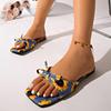 Summer Boho Sunflower Slides for Women, Square Toe Flat Sandals with Single Strap, Casual Flip Flops Matching Dresses