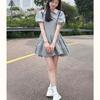 Abito estivo grigio stile college 2026, ragazza piccante - Gonna a palloncino, Design di nicchia Principessa