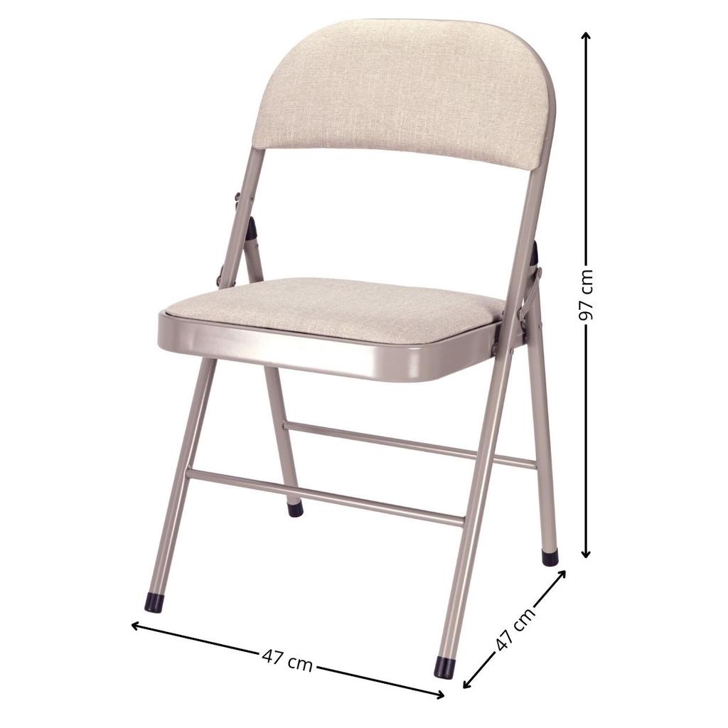Silla Metálica Plegable Tapizada Beige