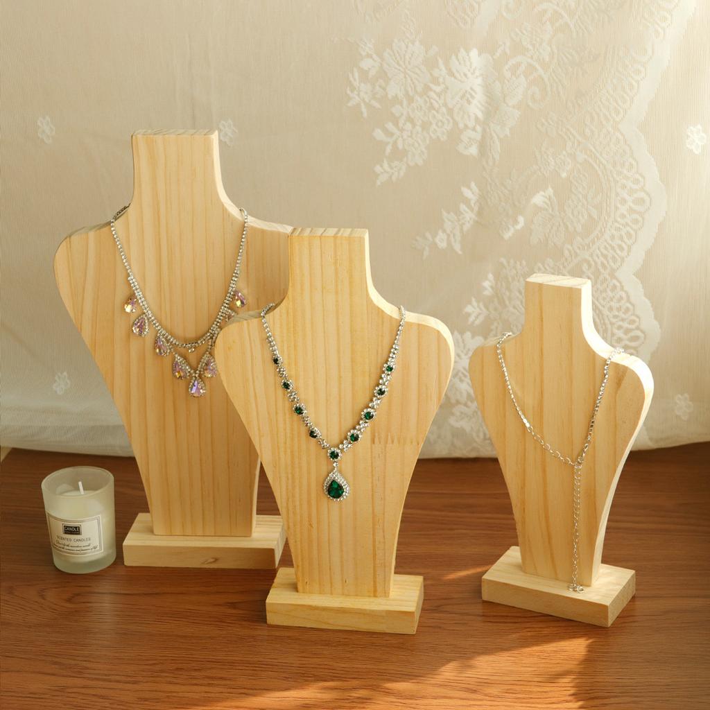 Wood Portrait Necklace Holder Vintage Jewelry Display Stand Counter Necklace Storage Display Rack Women's Jewelry Shelf