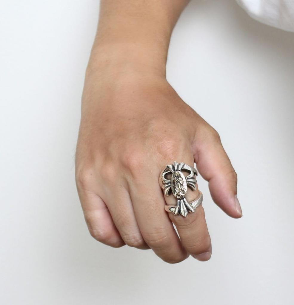 Maria Mexico Cross Good Vibrations Wide Sterling Silver 925 [goodvibrations] Ring, Men's Ring,