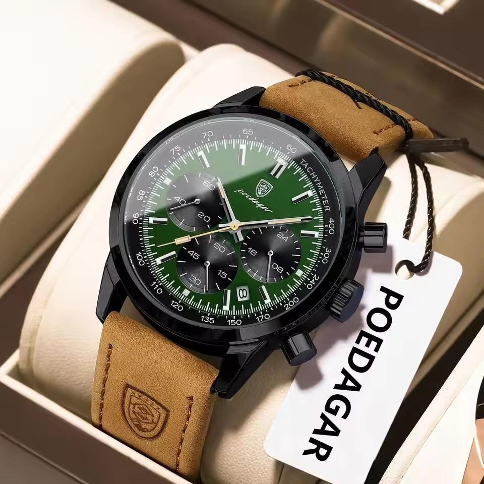 POEDAGAR 921 Luxury Casual Man Watches High Quality Waterproof Chronograph Luminous Hands Clock Men's Quartz Wristwatch for Men