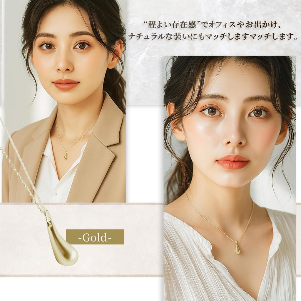 NAOTJEWELRY Teardrop Necklace, Gold, 18K Gold Coated, Women's, Drop-Shaped, with Gift Box