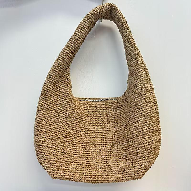 Versatile high-end straw woven bag women's new hand-woven bag large-capacity shoulder underarm bag vacation beach bag