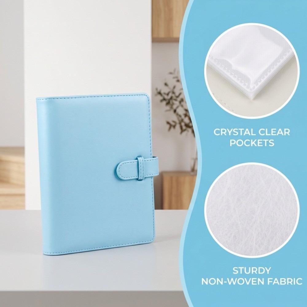 128 Pockets PU Photo Album Pink Blue Purple Ticket Organizer Album Travel Ticket Storage синий