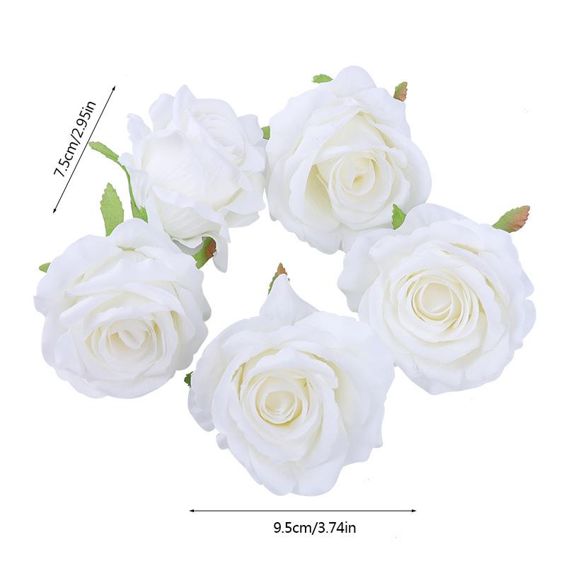 5Pcs 10cm Silk Rose Heads Artificial Flowers For Wedding Birthday Party Decoration DIY Scrapbook Christmas Home Garden Decor